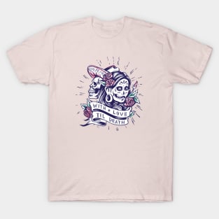 Dia de los Muertos Vintage Tattoo // Sugar Skull Couple T-Shirt